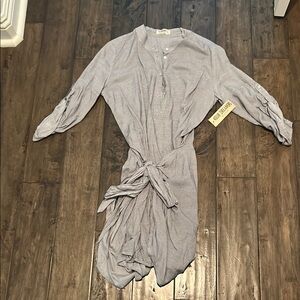 Dreamers Striped Button wrap tie dress